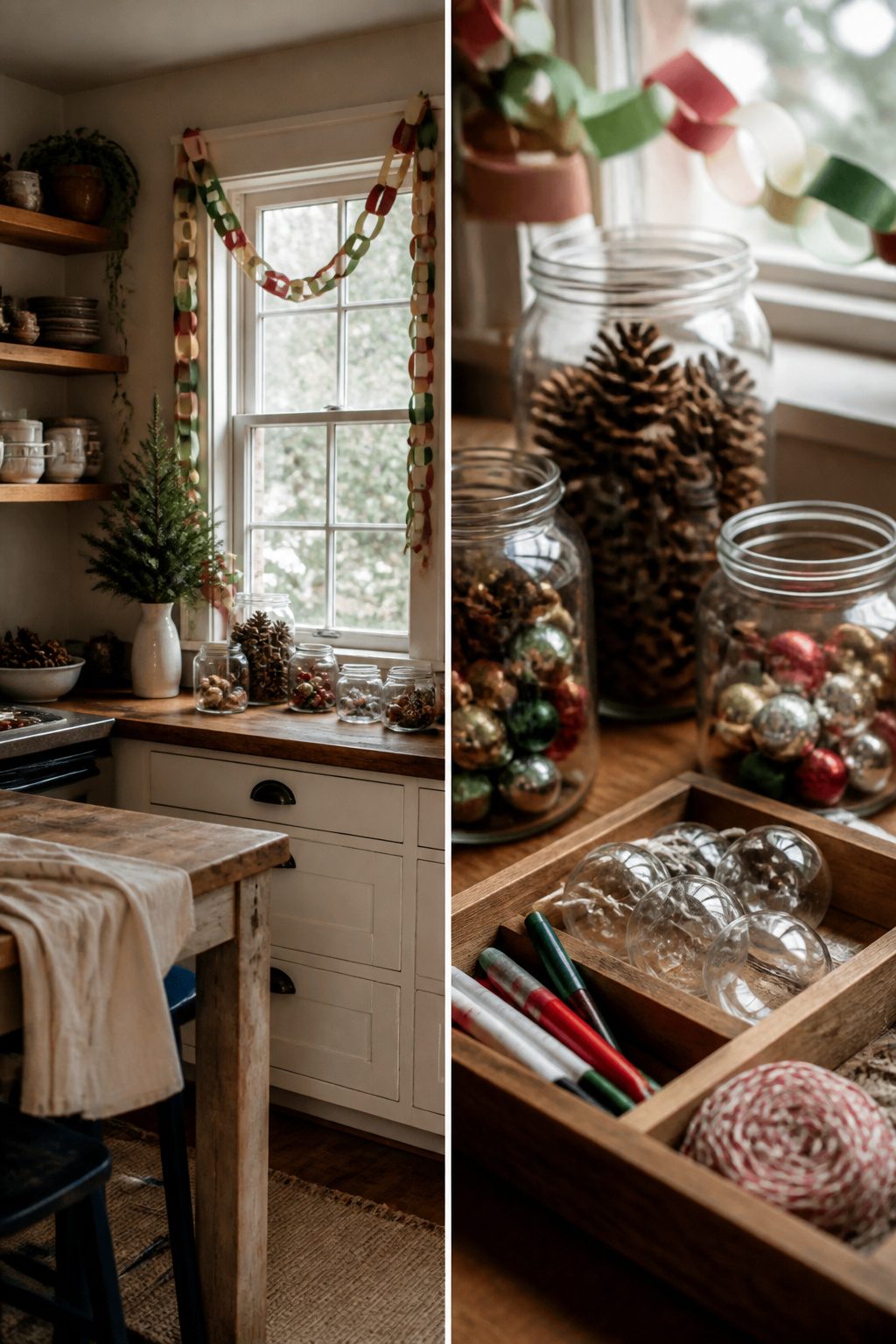 7 Christmas Decorating Inspiration Ideas for Your Home in 2026 6 A handmade paper chain garland hanging across a doorway.