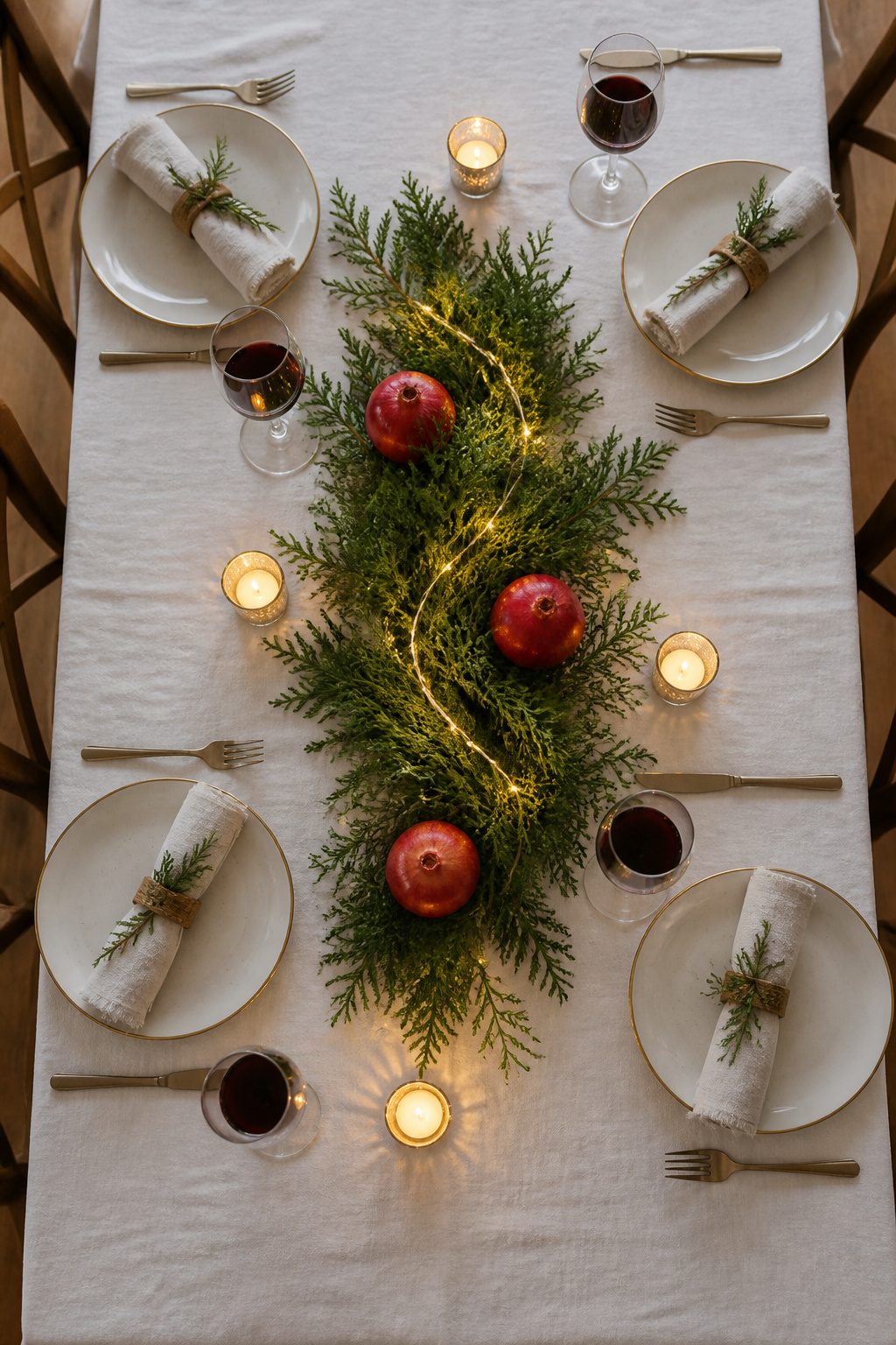 7 Christmas Decorating Inspiration Ideas for Your Home in 2026 4 A beautifully set dining table with festive decorations.