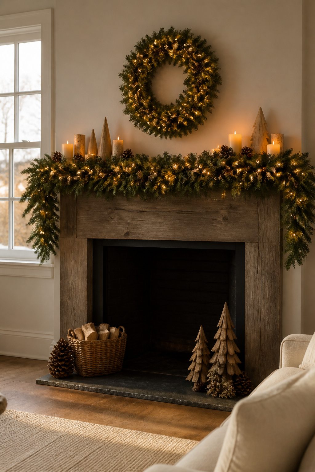 7 Christmas Decorating Inspiration Ideas for Your Home in 2026 3 A pre-lit garland draped over a mantel with decorative accents.