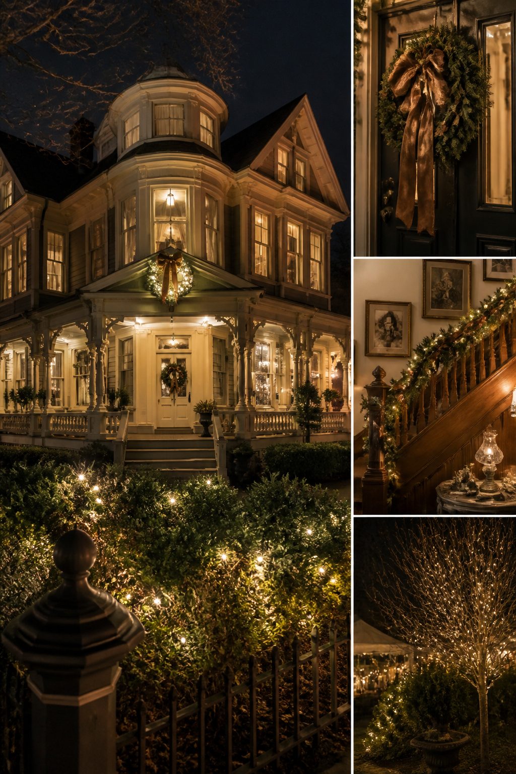 Historic homes in Grant Park illuminated by candlelight during the tour.