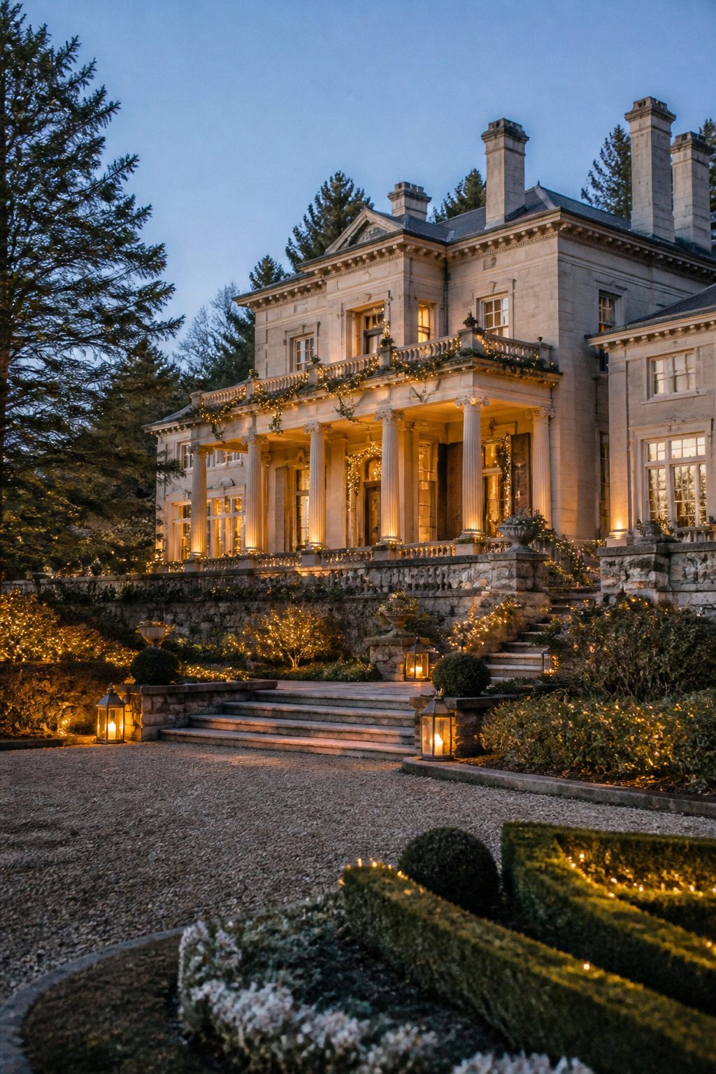 Italianate villa in LaGrange decorated for the holiday season.