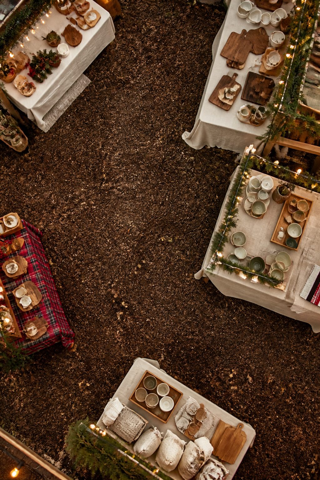 Vendors selling goods at an artist market during the Grant Park Candlelight Tour.