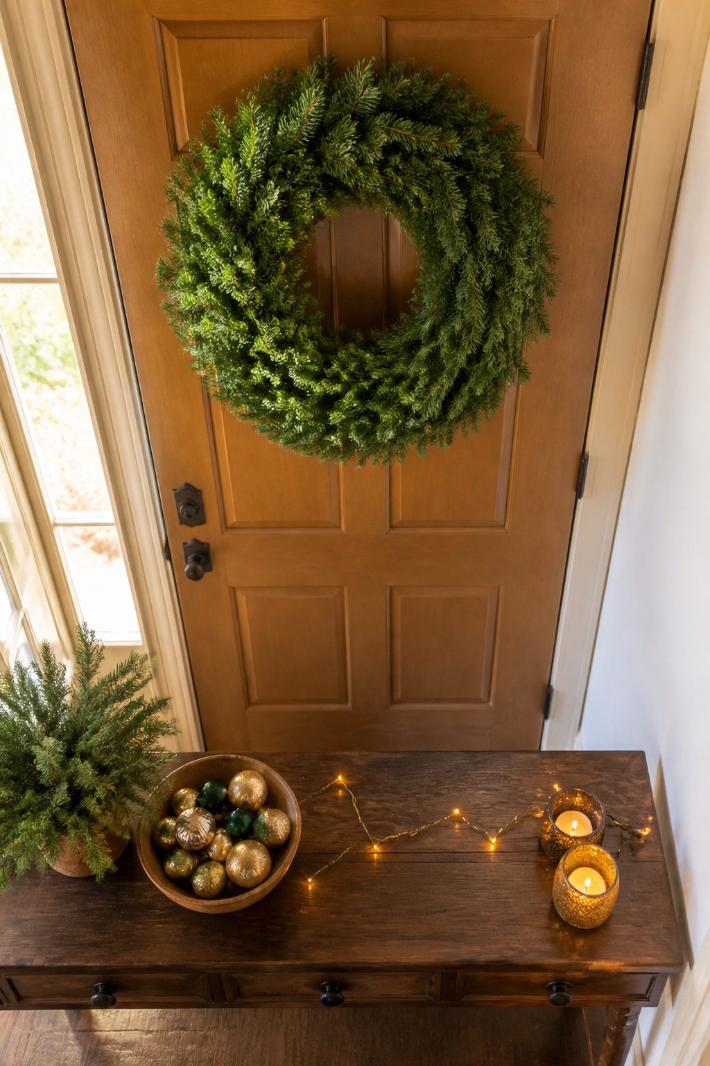 Radiant wreath with PVC needles.