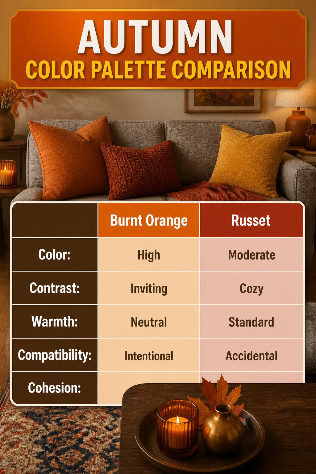 Color palette comparison featuring warm autumn tones.