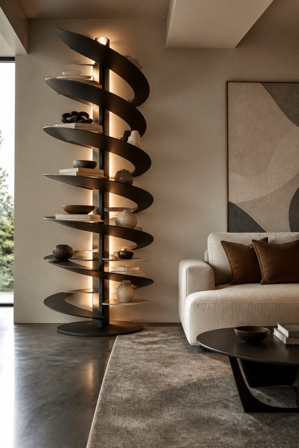 The Cattelan Italia DNA Bookcase with twisting shelves.
