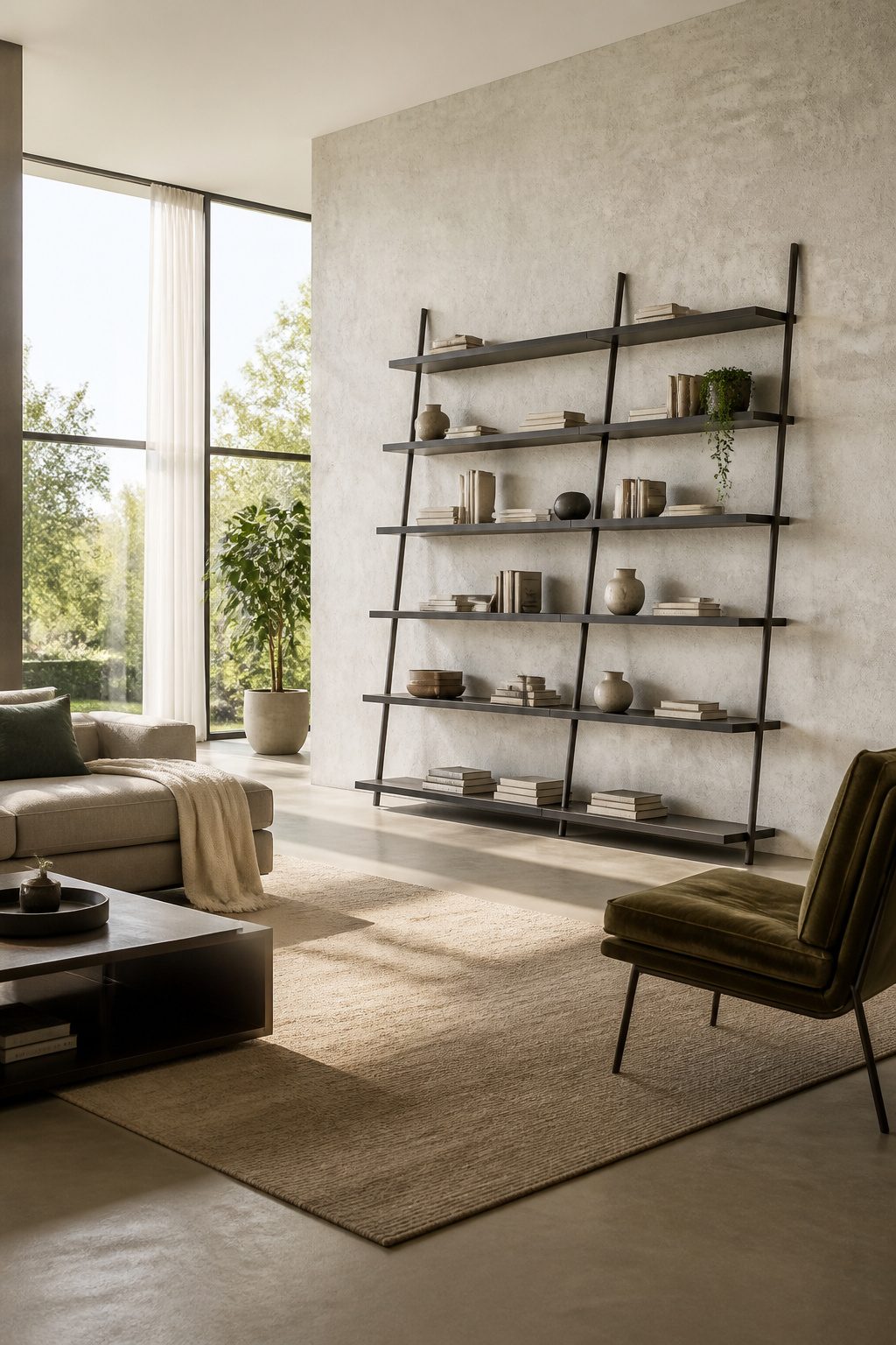 The Cattelan Italia Freeway Wall Supported Shelf leaning against a wall.