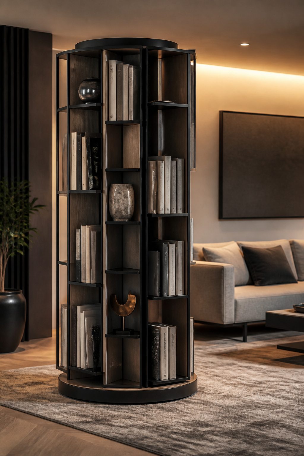 The Cattelan Italia Tokyo Revolving Bookcase on a central pole.