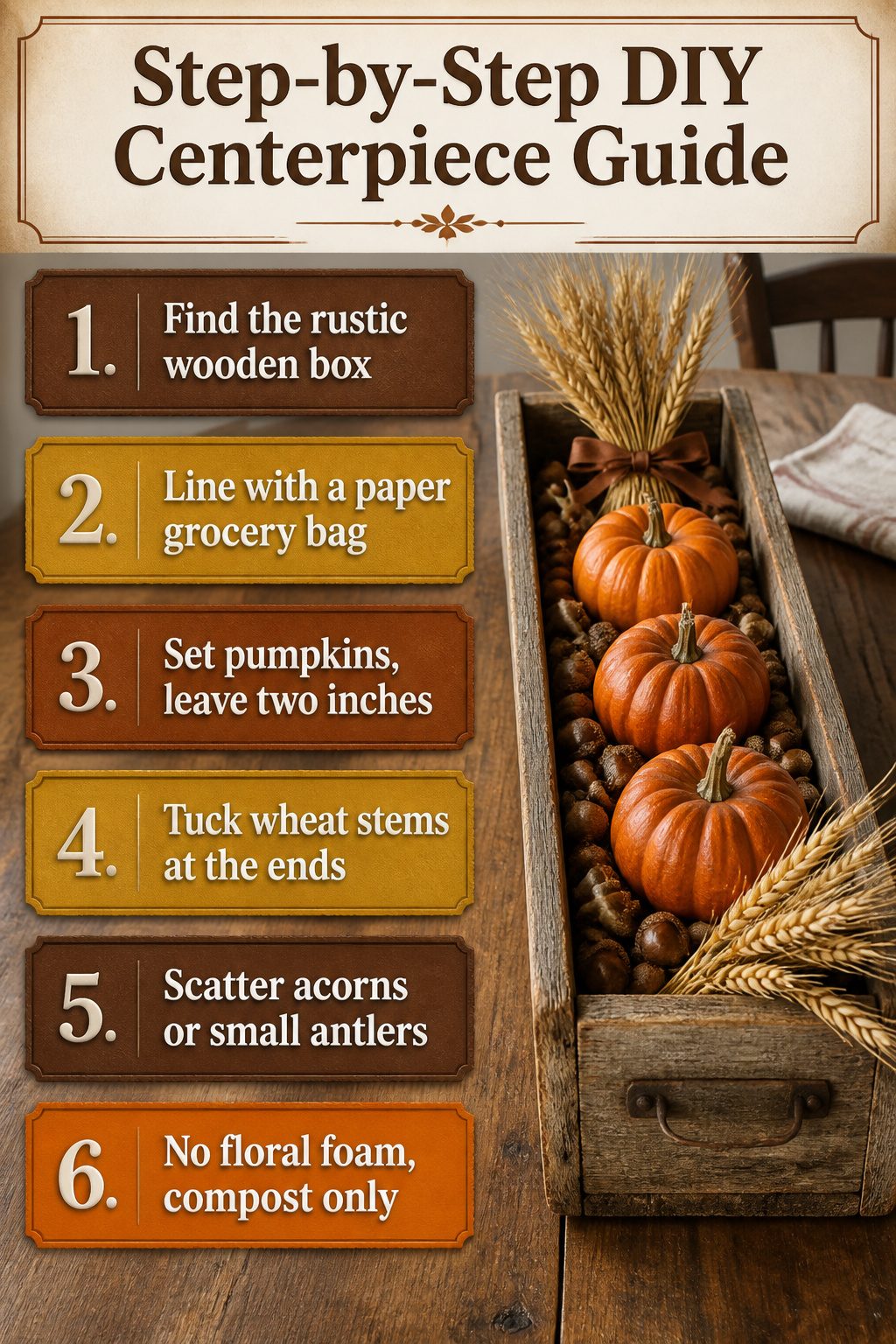 Step-by-step guide for making a rustic centerpiece.