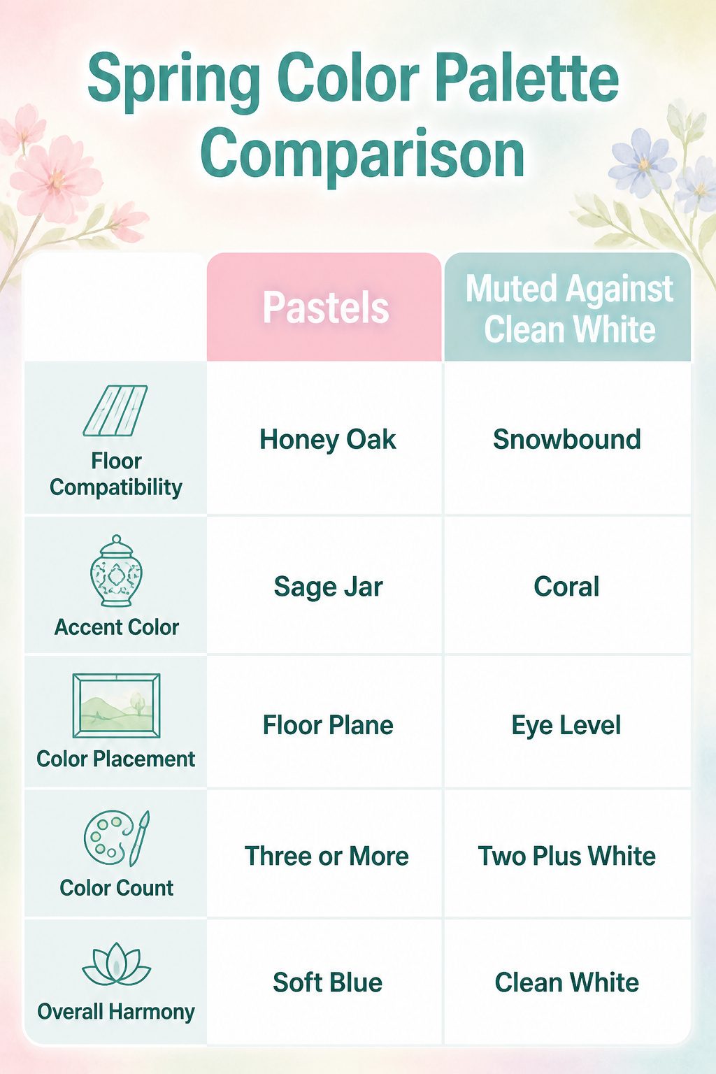 Comparison of spring color palette with pastels and neutrals.