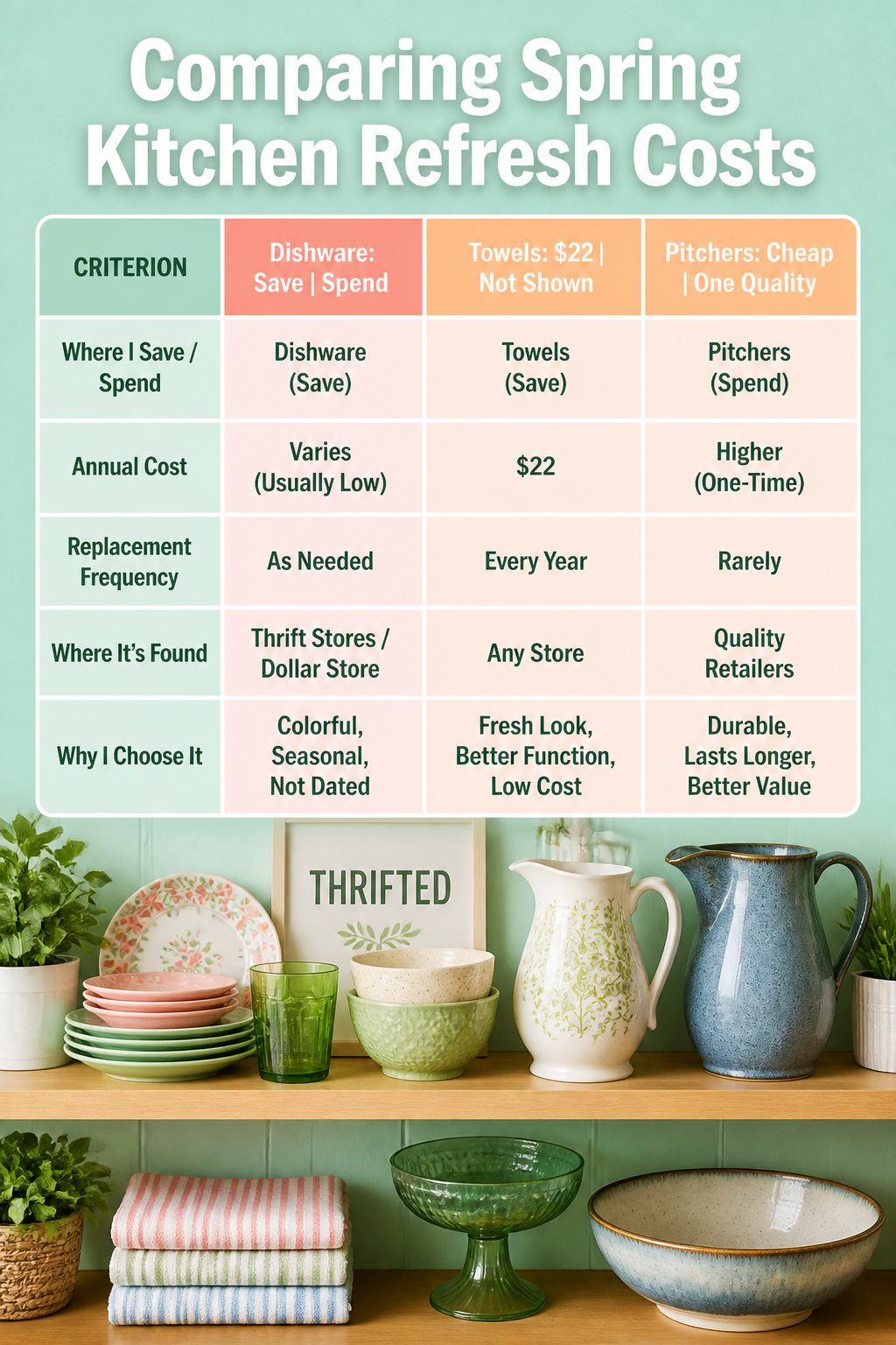 Information graphic comparing spring kitchen refresh costs.