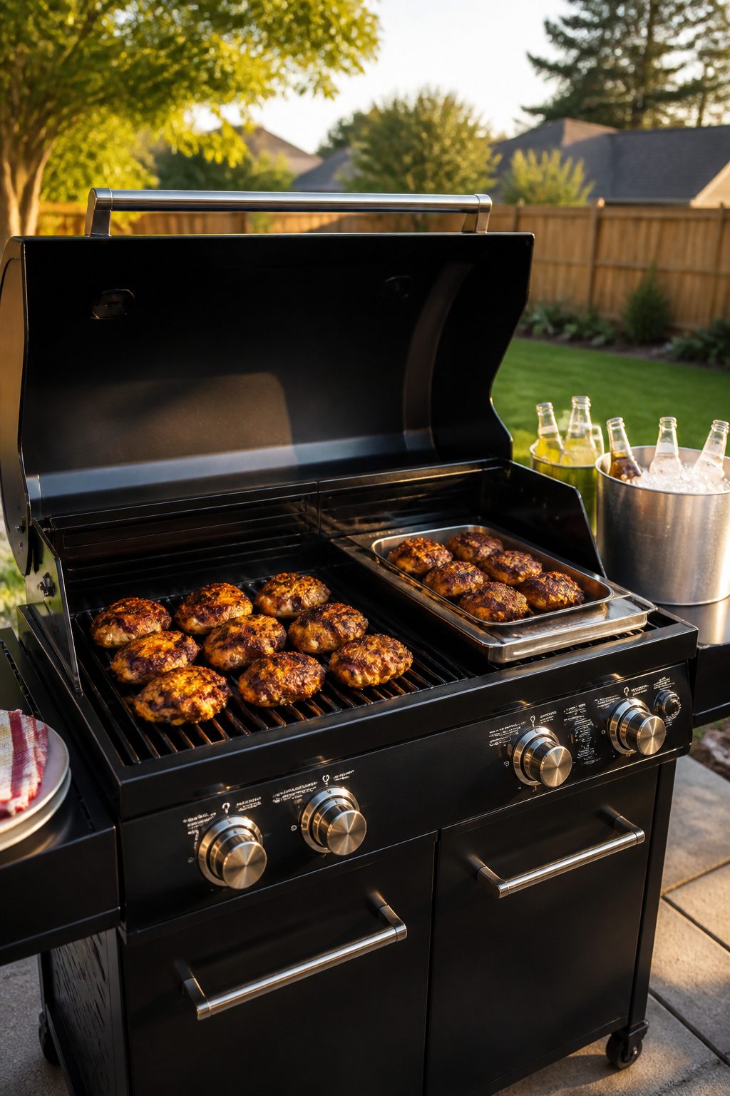 Grilled chicken thighs on a grill with spices.