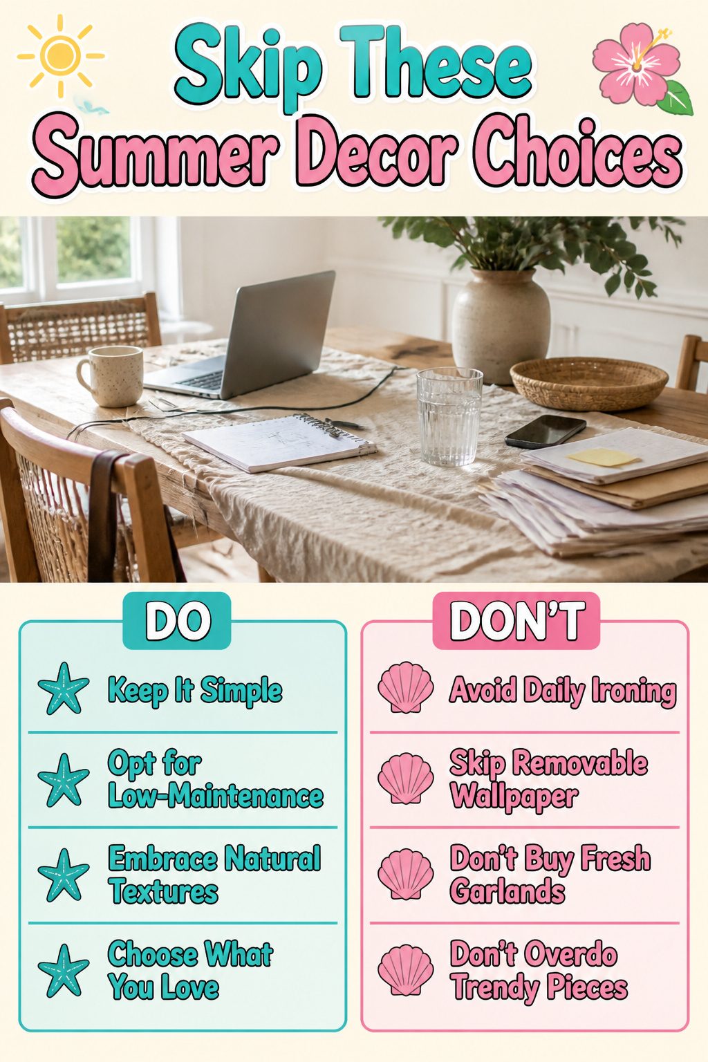 10 Summer Home Decor Inspiration Ideas for Easy Warm-Weather Style 15 A table set for summer without complex decor choices.