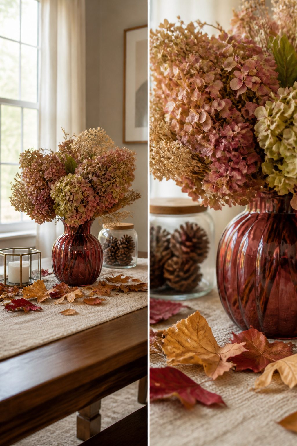 Damp branches in a vase showing early signs of decay.